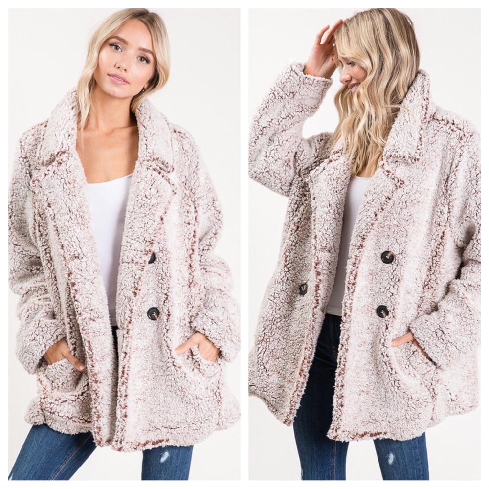 BLACK FRIDAY 🎄Teddy Bear Pea Coat-Mocha - Picture 3 of 8